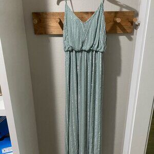 Show Me Your MuMu Victoria Beaded Maxi in Silver Sage-Small